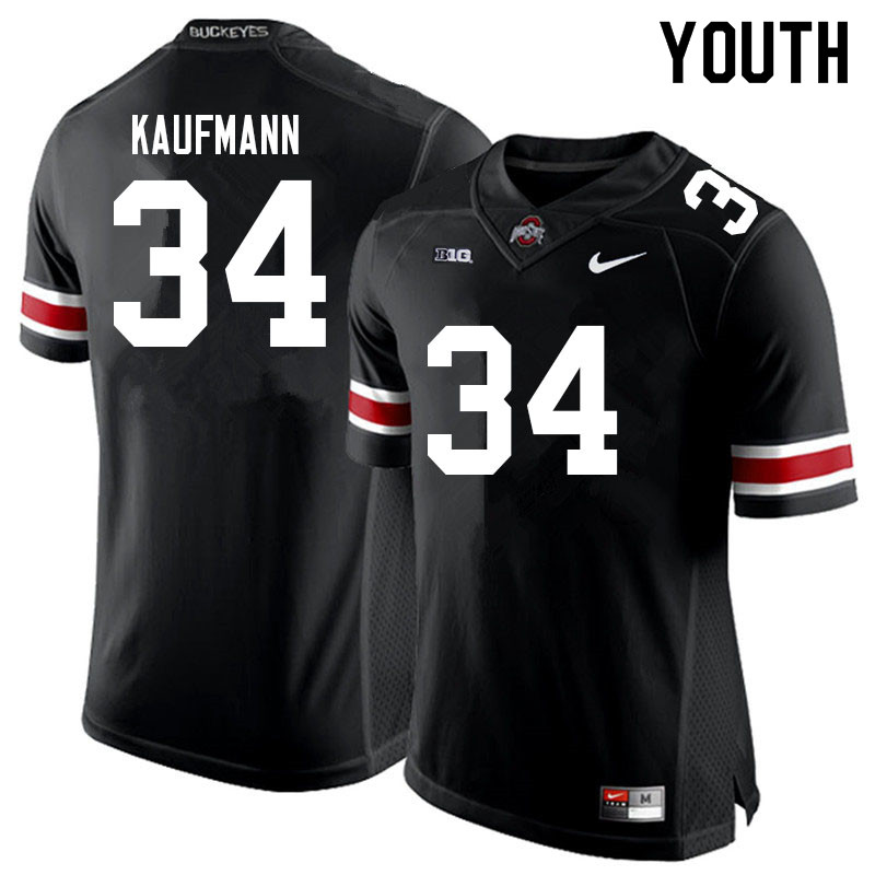 Ohio State Buckeyes Colin Kaufmann Youth #34 Black Authentic Stitched College Football Jersey